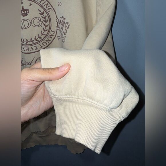 Urban Outfitters BDG Cream undefeated champion embroidered sweatshirt Size S EUC - Picture 3 of 7